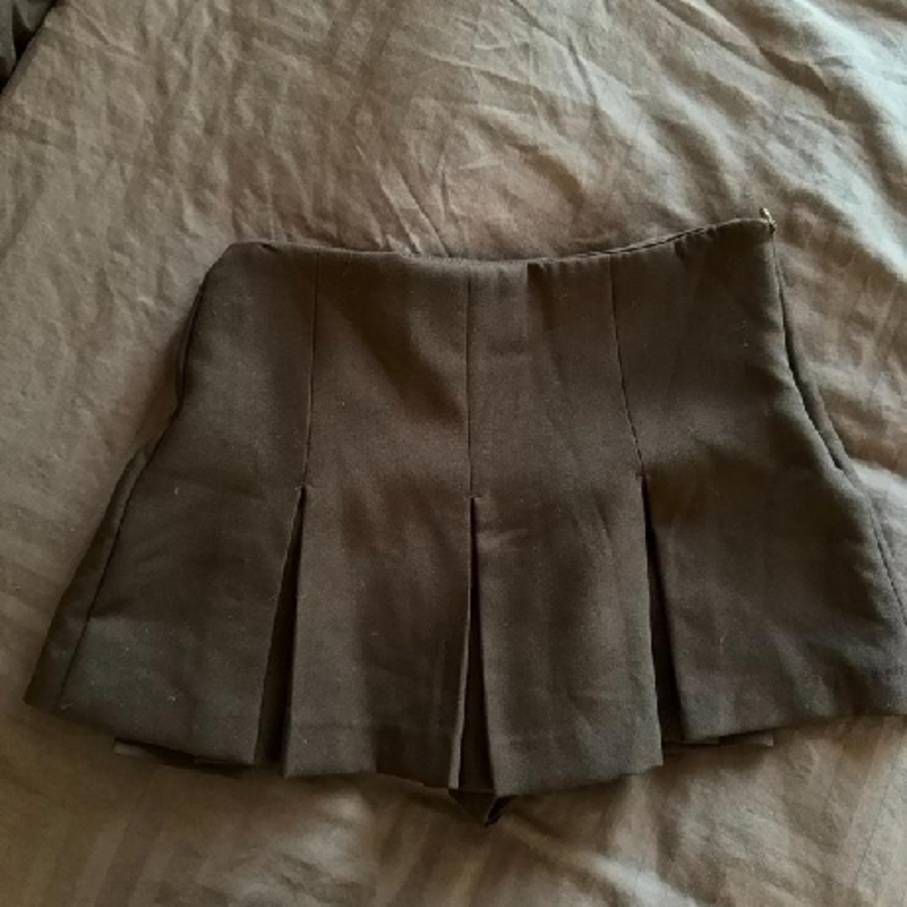 Black Mini Pleated Skater Skirt